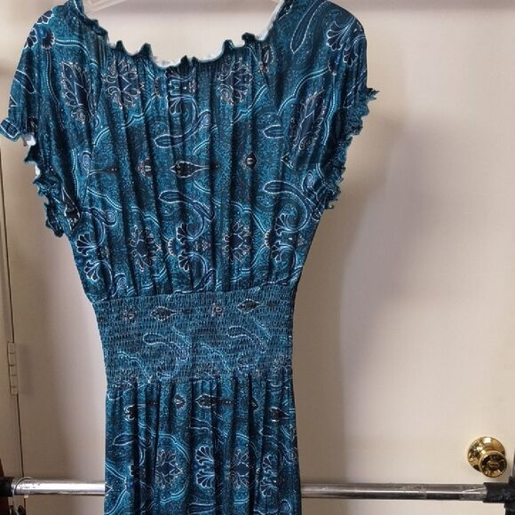 Elegant Blue Paisley Maxi Dress - Picture 4 of 6